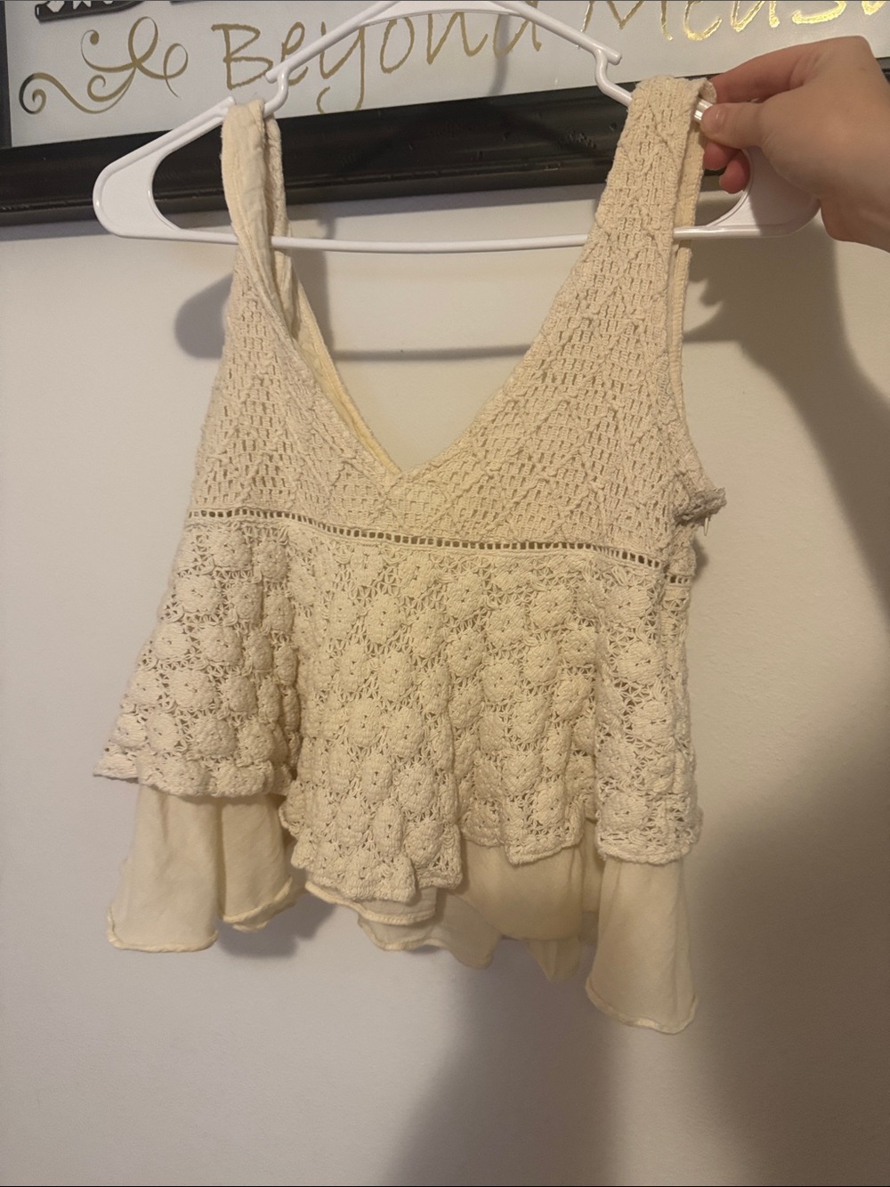 Zara Cream Crochet Peplum Camisole